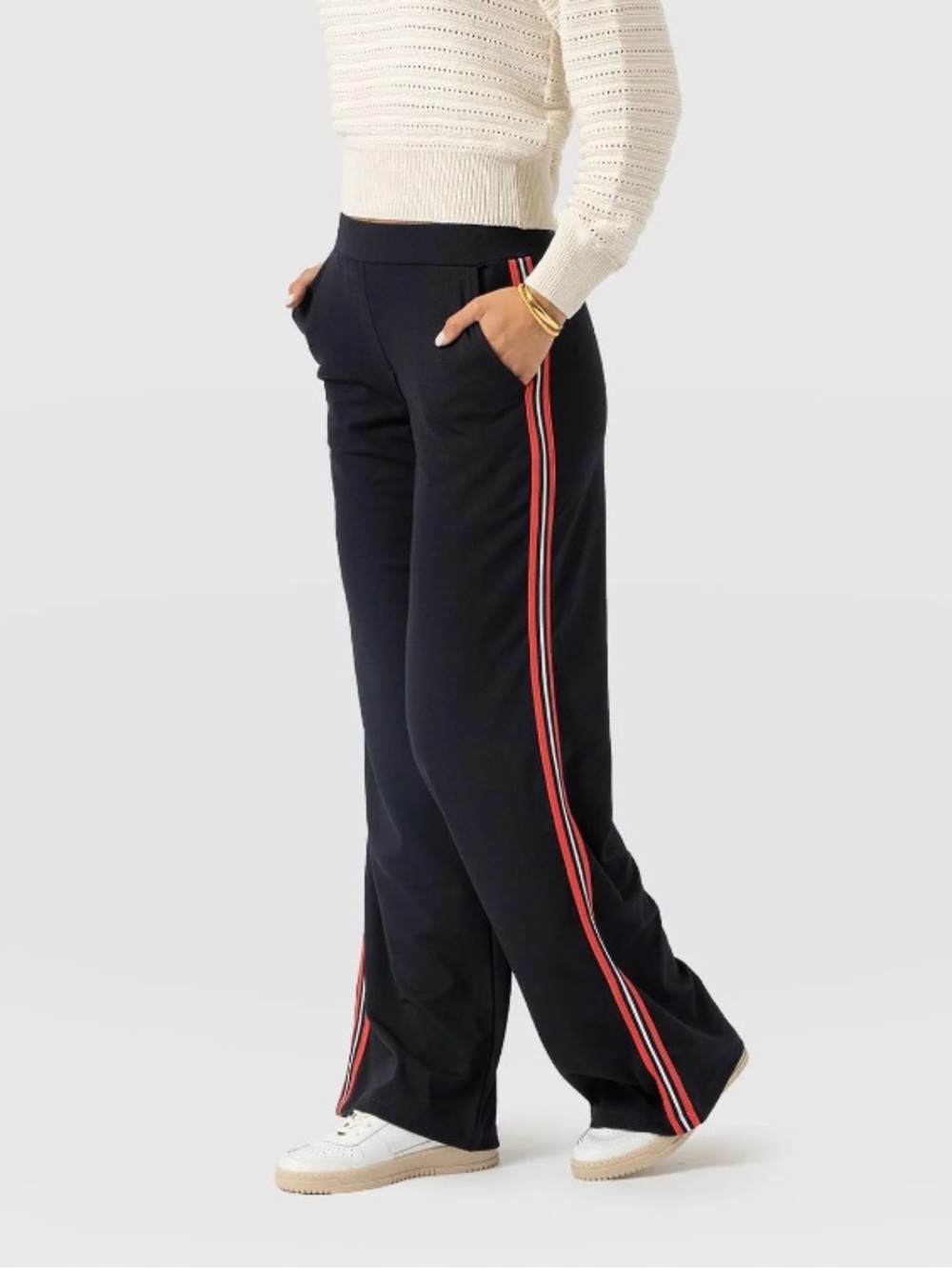 Saint + Sofia Hoxton Navy Red Stripe High Waist Straight Leg Pant Size 12